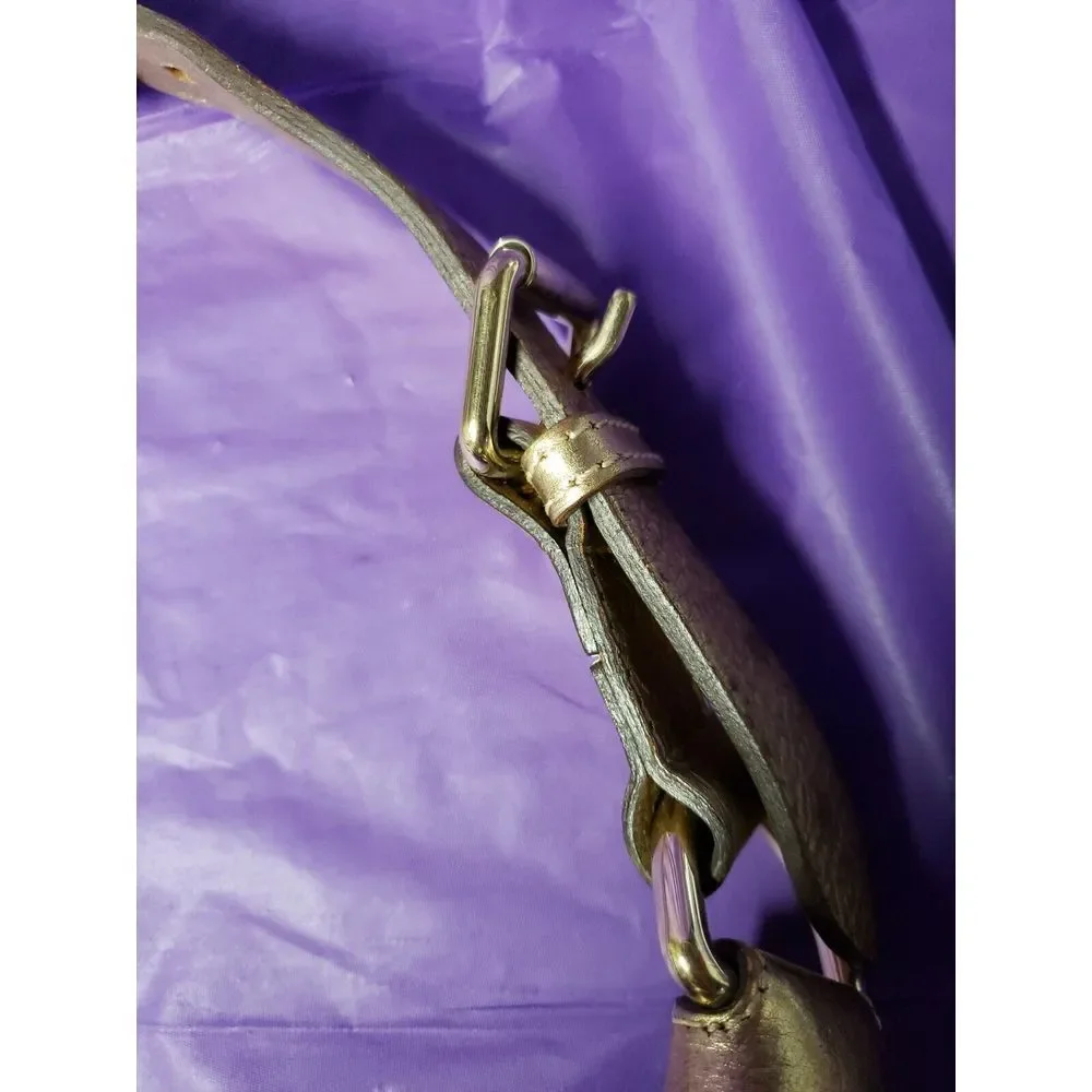 Burberry vintage Hob Beige/Gold Haymarket‎ Check Coated ,Leather Pleated